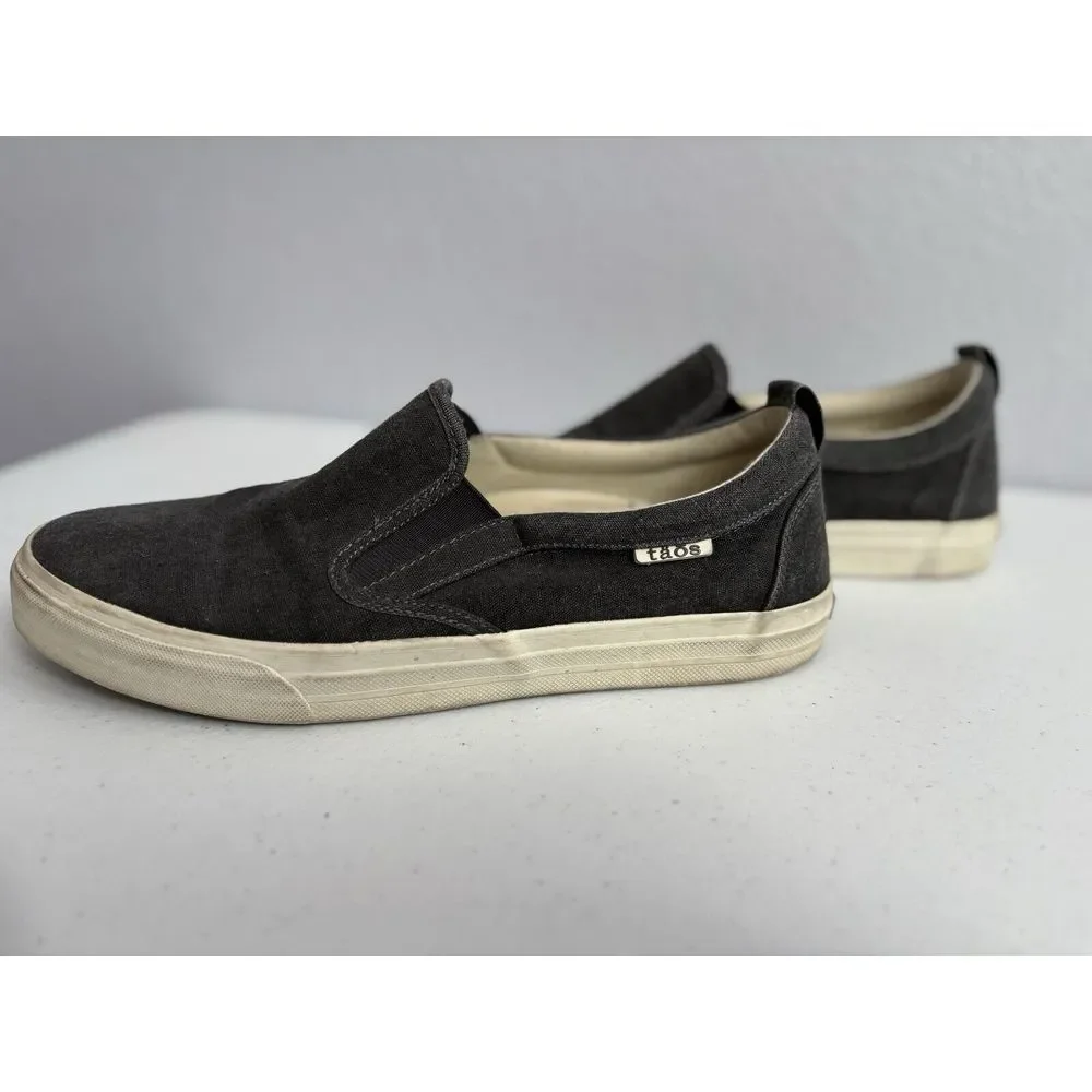 Taos Men's Size 10 Gray Canvas‎ Slip on Flat White Bottom Casual Shoes